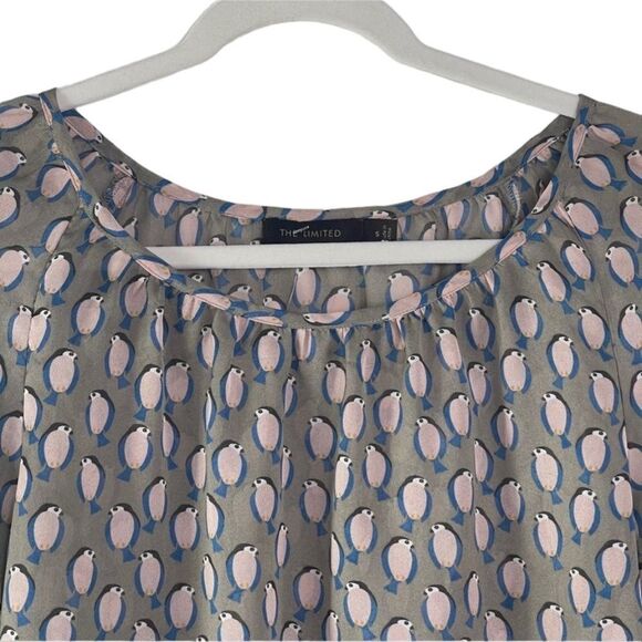 The Limited Semi Sheer Tan Papillon Bird Blouse, size small - Picture 3 of 10